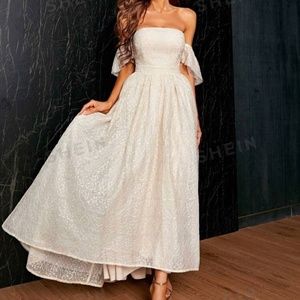 Off-Shoulder High Low Sequin Dress